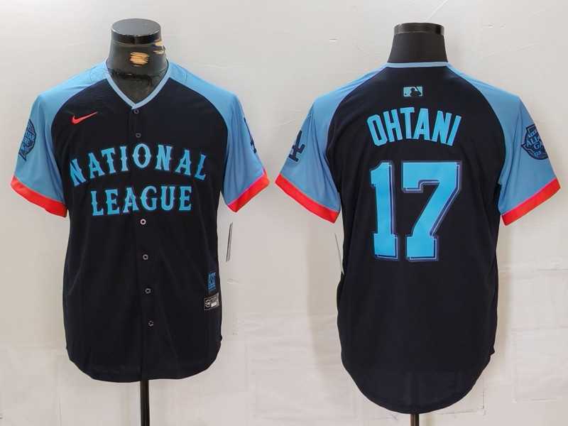 Men%27s National League #17 Shohei Ohtani Navy 2024 All-Star Limited Stitched Baseball Jersey